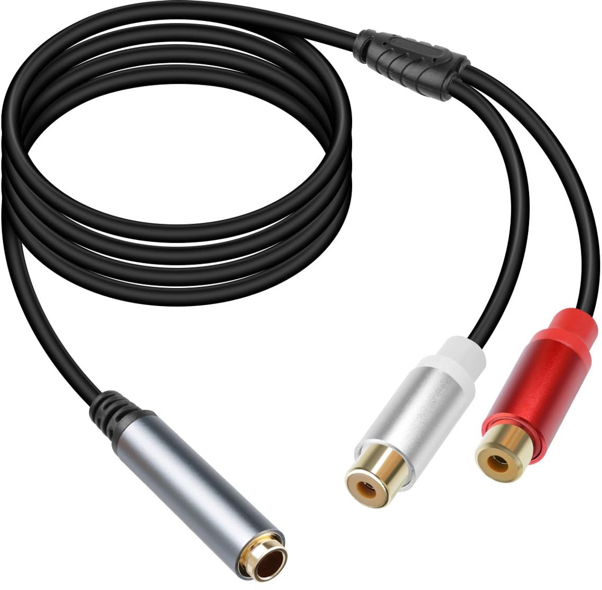 6,35 mm Jack naar 2 RCA Audiokabel Stereo Splitter 1/4 Inch TRS naar Dubbele RCA Verloopkabel (1,8m)