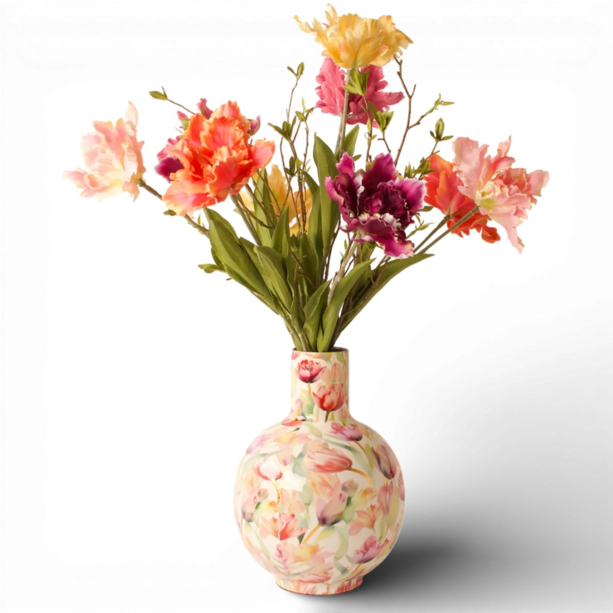 Winq Boeket Parkiettulpen Multicolor-incl. Vaas-Lengte 65 cm-Kunsttulpen 10stuks rood