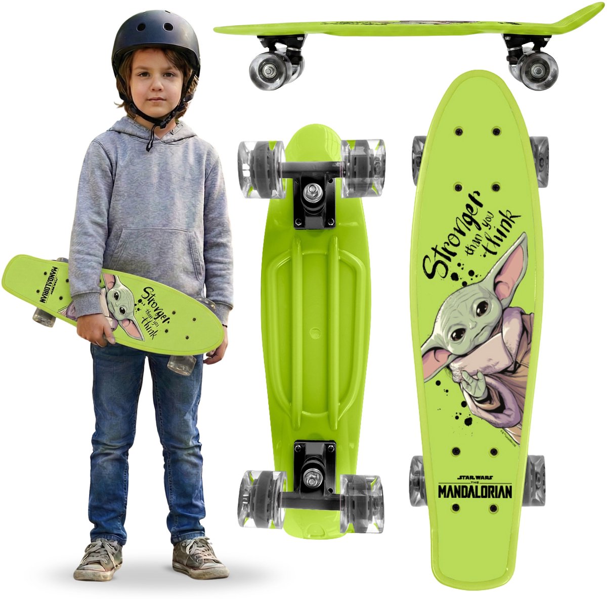 STAR WARS The Mandalorian GROGU Kinder fish skateboard 55 cm antislip board stabiel van 20-50 kg Groen
