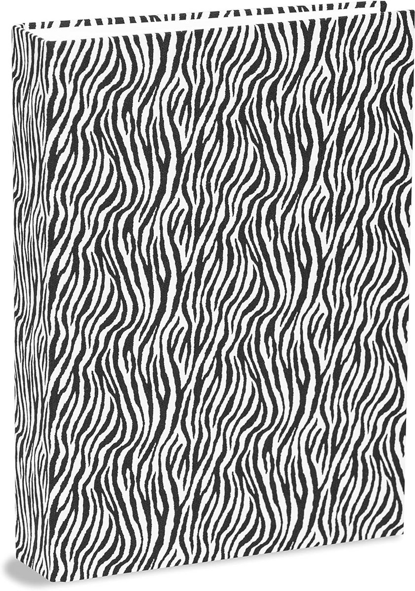 Fotoalbum met insteekhoezen en stoffen zebraprint geschikt voor 200 foto's