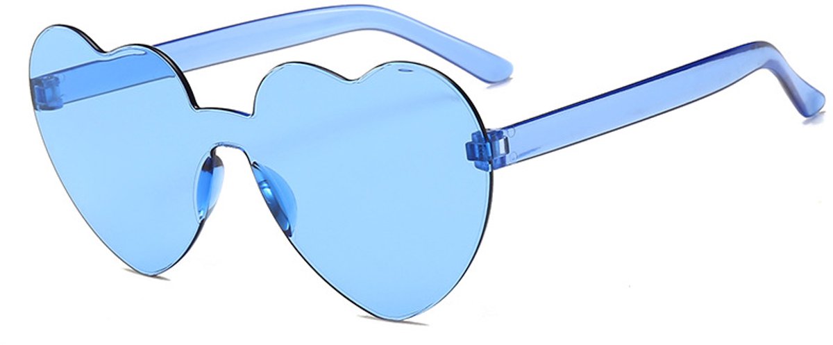 Bril hartjesvorm - Zonnebril - Heart shaped sunglasses - Carnaval - Verkleedkleding - Party glasses - Feestbril - Grappige/gekke bril - Blauw - Jonyx
