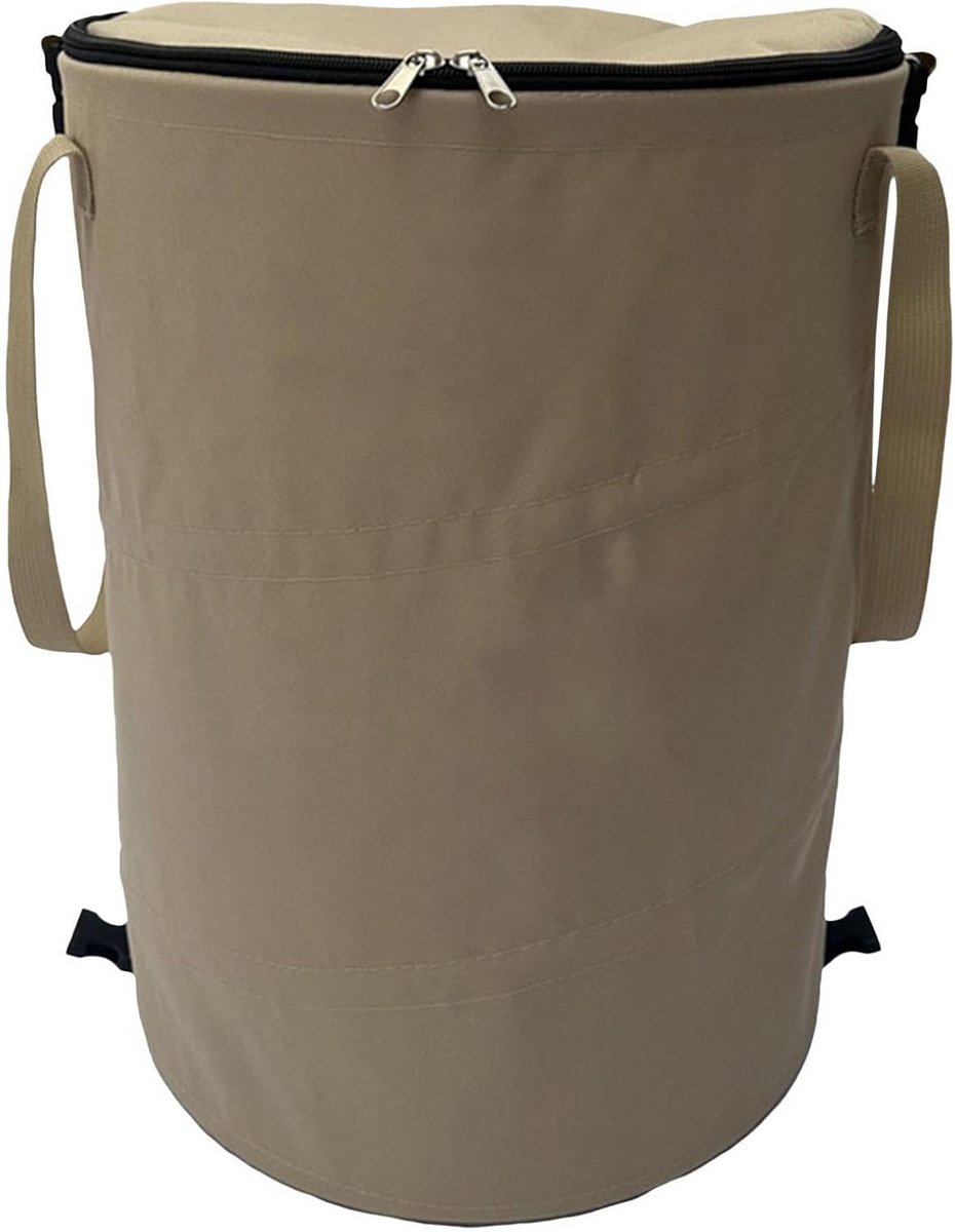 Kampeer Afvalbak - Vuilnisbak Opvouwbaar - Afval Verzamelen - Zelfsluitend Ontwerp - 37 Liter - Beige