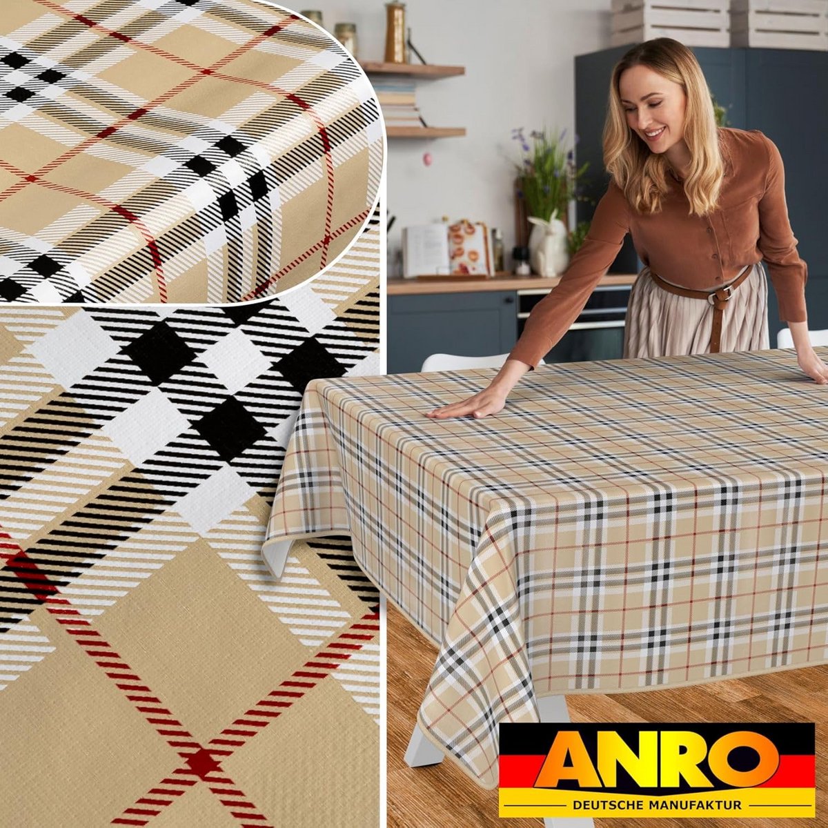 Wasbare Oil-Doek Tafelkleed Rechthoekig 260x140 cm Waterafstotend met Rand