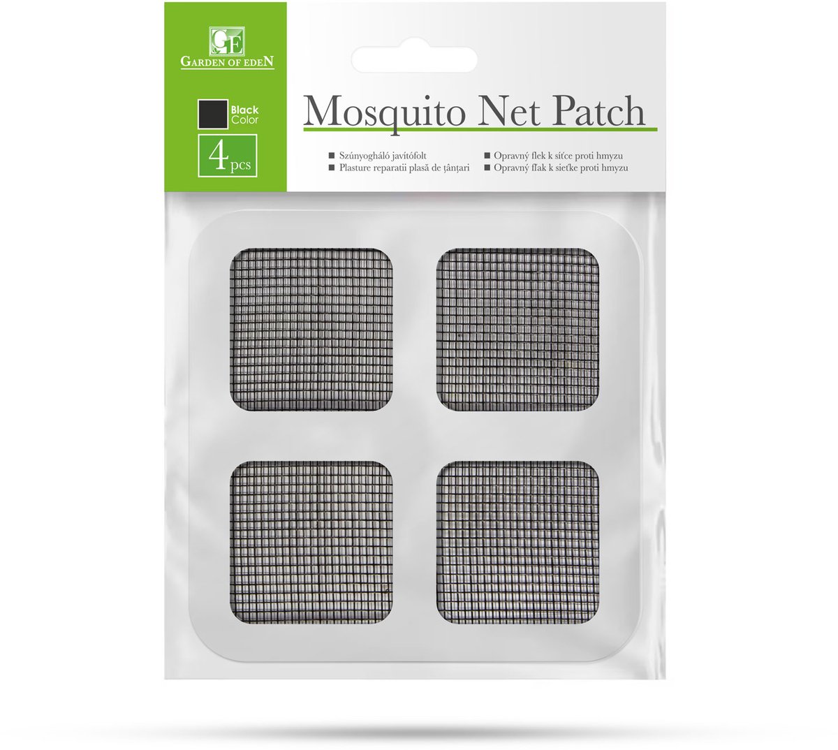 4x Vliegengordijn Muskietengaas Reparatie Patch – Zelfklevend – 10x10 Cm – Zwart – 4 Stuks – Geschikt Voor Horren, Insectengaas En Vliegengaas [11610BK]