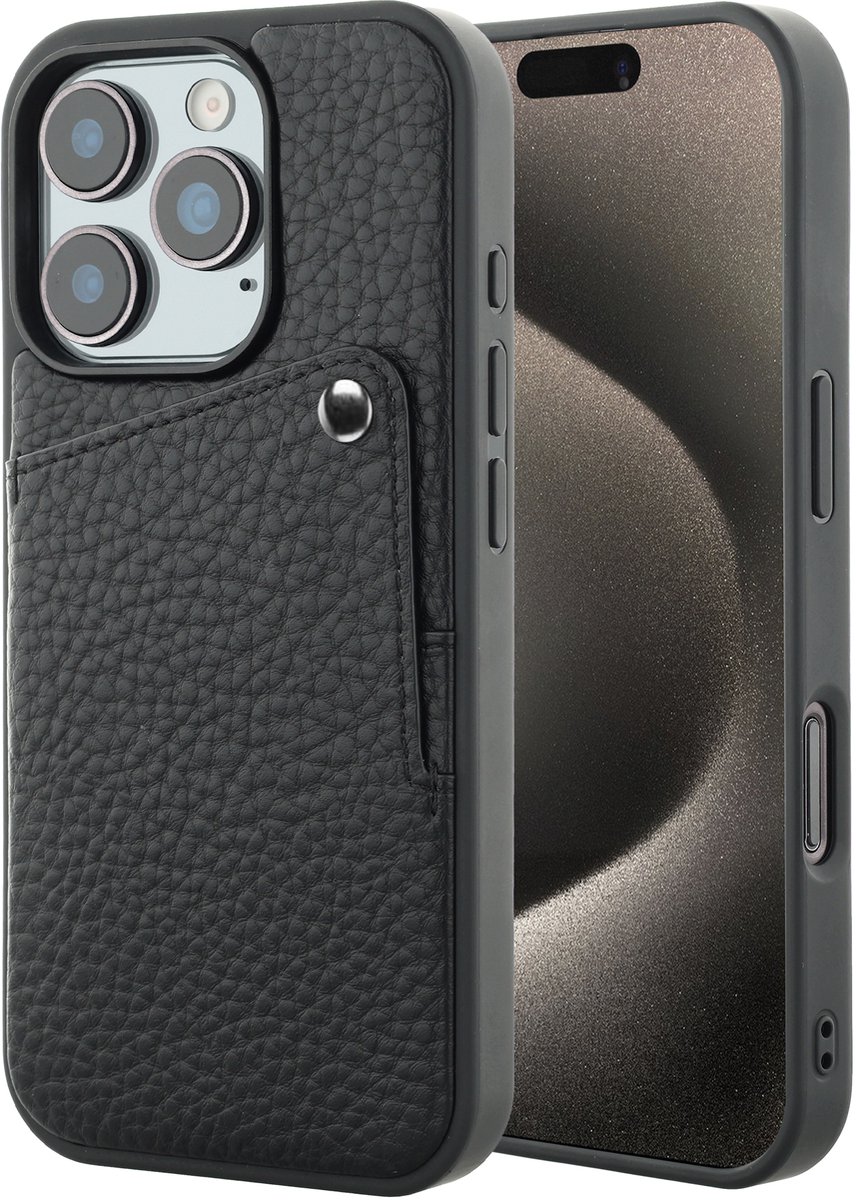 Selencia Hoesje - Geschikt voor Apple iPhone 15 Pro - Backcover met Pashouder - Zwart