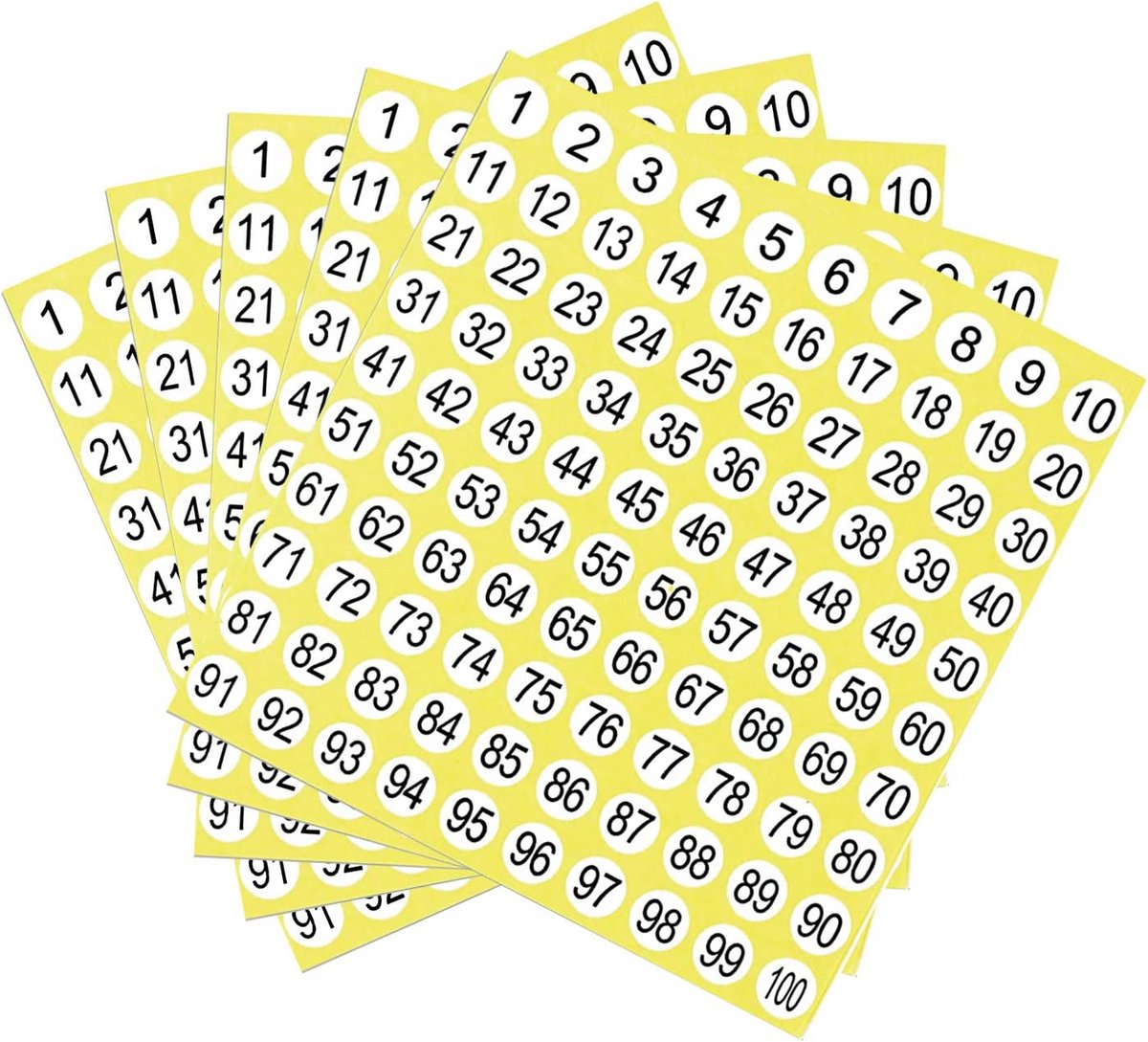 Ronde Zelfklevende Nummerstickers 1-100 - 50 Vellen Cijfer Etiketten