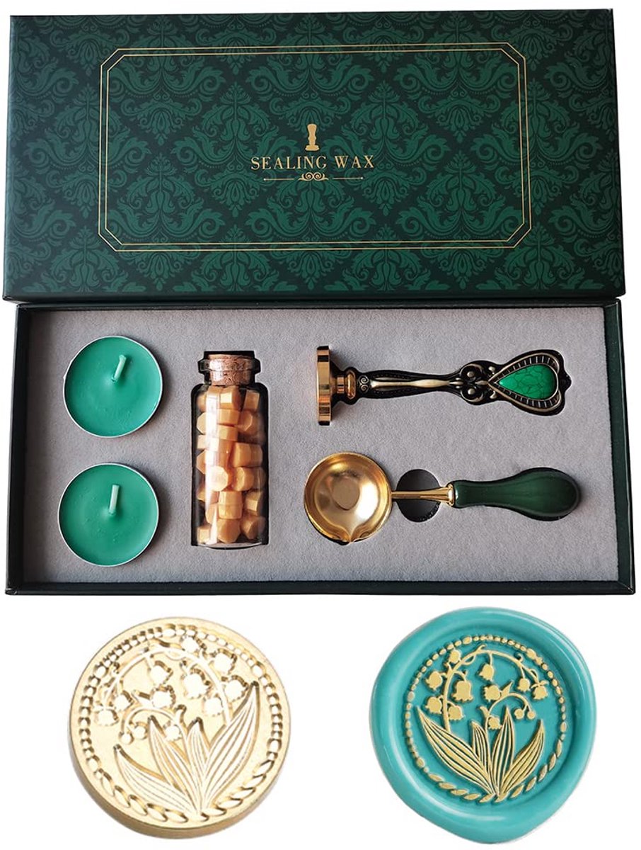 Vintage Waxzegel Stempel Set met Goud Was voor Uitnodigingen en Cadeaus