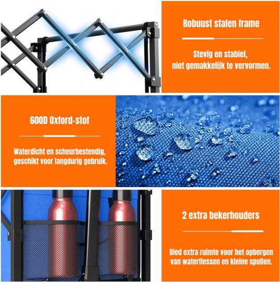 RWB® Bolderkap Opvouwbaar Luchtbanden - Bolderkar - Bolderkar Opvouwbaar - blauw - 160 kg - 42 x 68 van RWB® — afbeelding 5