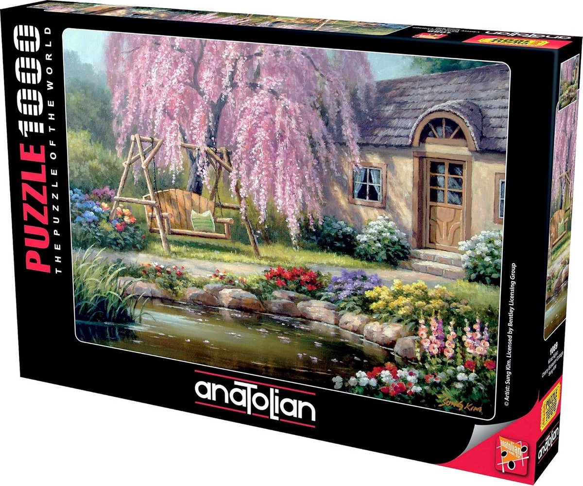 Puzzel 1000 stuks: Landhuis met bloeiende kersenboom