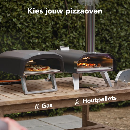 KitchenBrothers Pizza Oven - Houtgestookt - PFAS- & BPA-Vrij - Tafelmodel - Inklapbaar - Pizzasteen - tot 460°C - Pizza maker - Complete Set - Pizzaoven voor Buiten - Zwart/RVS van Merkloos — afbeelding 2