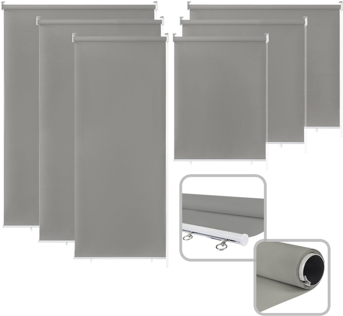 Aufun Buitenterras rolgordijn - 100 x 240 cm - geschikt voor deuren en ramen - grijs