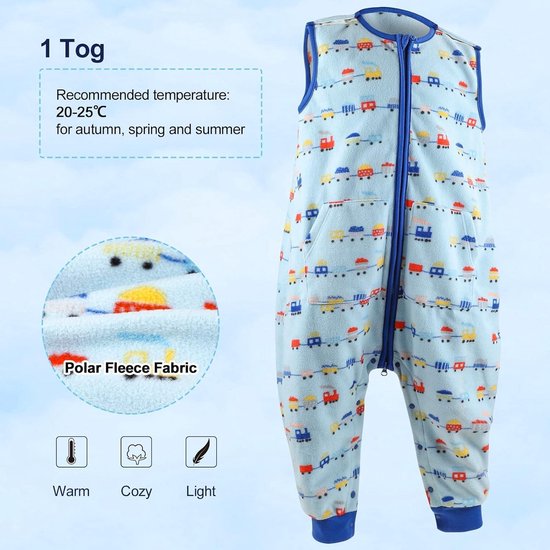 Fleece Slaapzak met Benen en Voeten voor Peuters en Baby's (1.0 TOG) — afbeelding 5