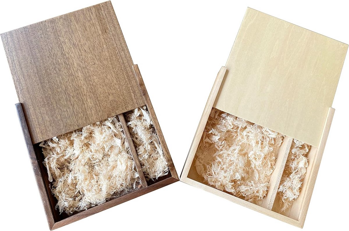 Houten geschenkdoos met schuifdeksel voor foto's en USB-sticks Geschenkverpakking
