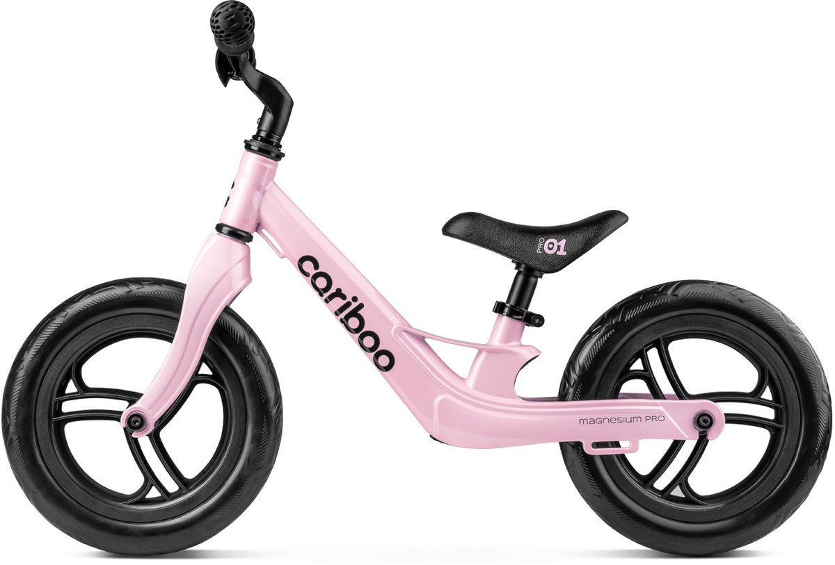 Cariboo Magnesium Pro - Loopfiets - Vanaf 2 jaar - voor Jongens en Meisjes - 12 inch - Roze - Anti-lek EVA Banden - Verstelbaar Stuur en Zadel