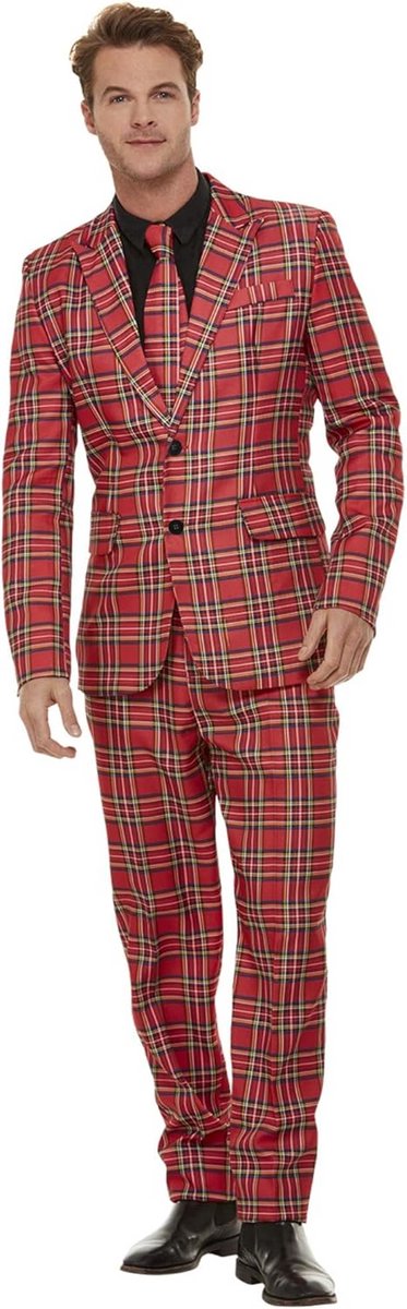 Tartan Kostuum voor Heren in Rood, Maat L