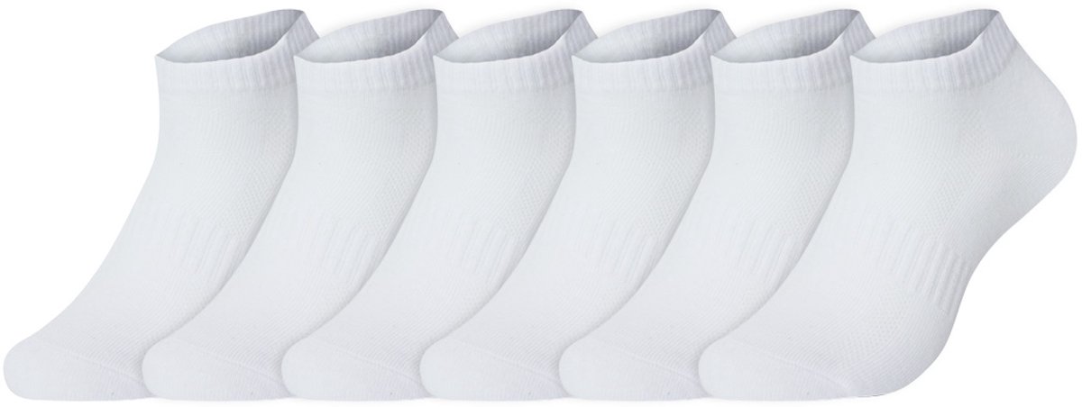 Sneaker sportsokken | Ventilatie | Ondersteunend | Katoen | Merk: Benyson | Kleur: Wit | Maat: 39-42/ 43-46 | Geslacht: Dames en heren | 6 paar