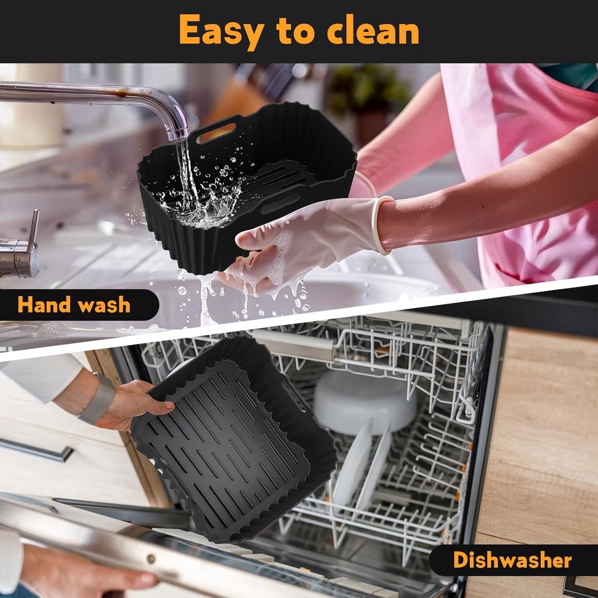 SnelShoppen - Airfryer-accessoires voor heteluchtfriteuse XXL, siliconen mal voor Tefal Dual Easy Fry 11L (6,5L/4,5L), multifunctioneel, perfect voor thumbnail 4