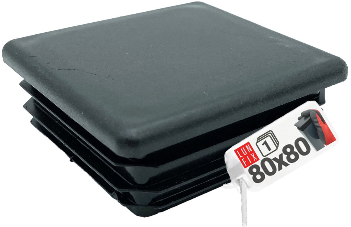 LUN FIX - Kunststof lamellenstopfen - 80x80 mm - 1 stuk - zwart - buisstoppen