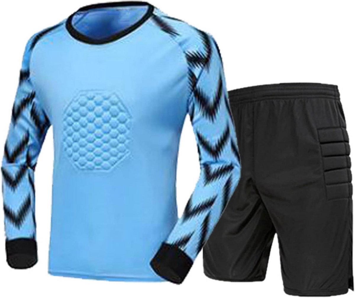 Keepertenue voor Kinderen Jongens - Voetbalshirt Lange Mouwen en Korte Broek - Gevoerd Set