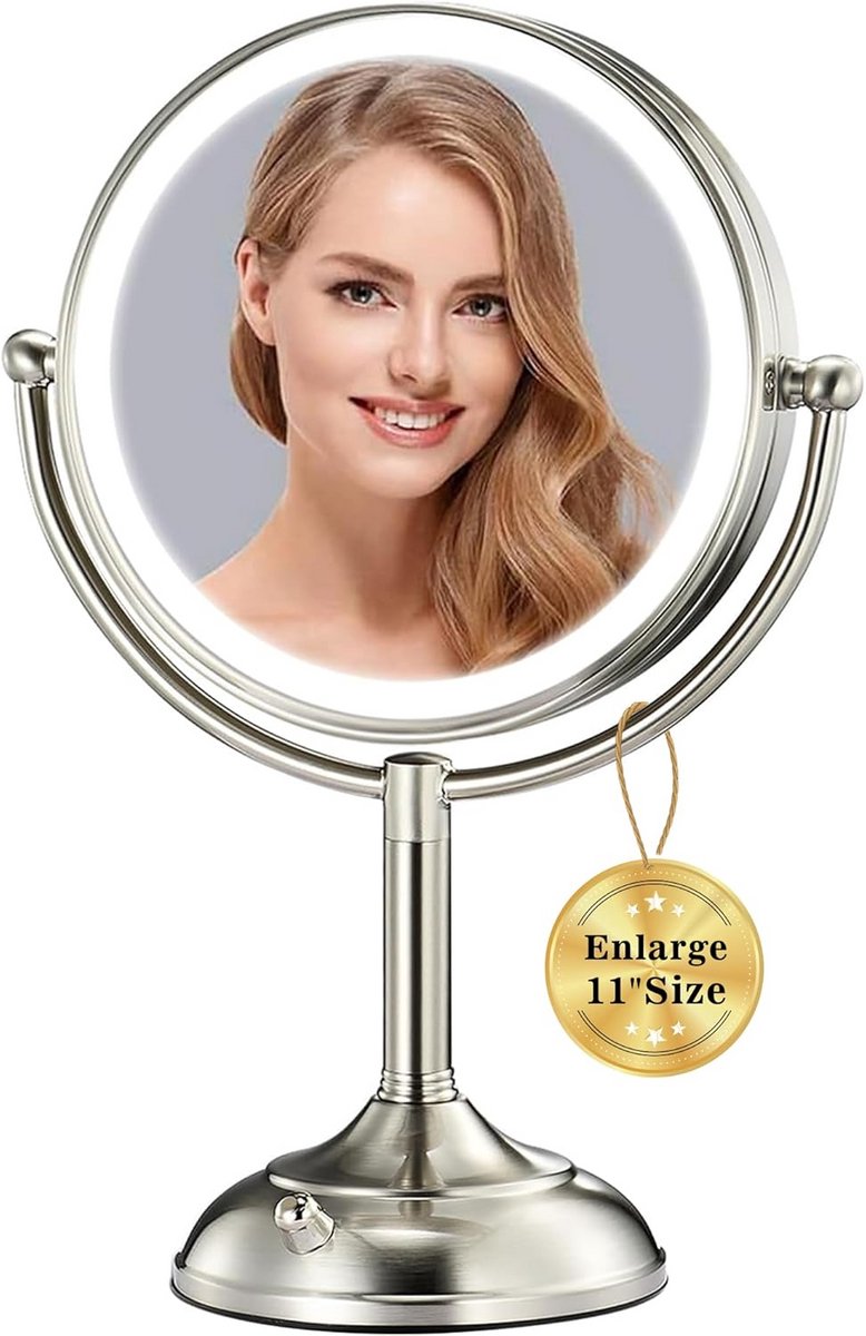 Grote Verlichte Make-up Spiegel met 1x/5x Vergroting en Dimbare LED-Verlichting