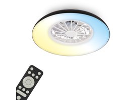BRILONER Windora - Plafondventilator met verlichting - LED plafondlamp met ventilator - dimbaar - 5 snelheden - ventilatorlamp zomer- en wintermodus - CCT - Ø48.5 cm - zwart