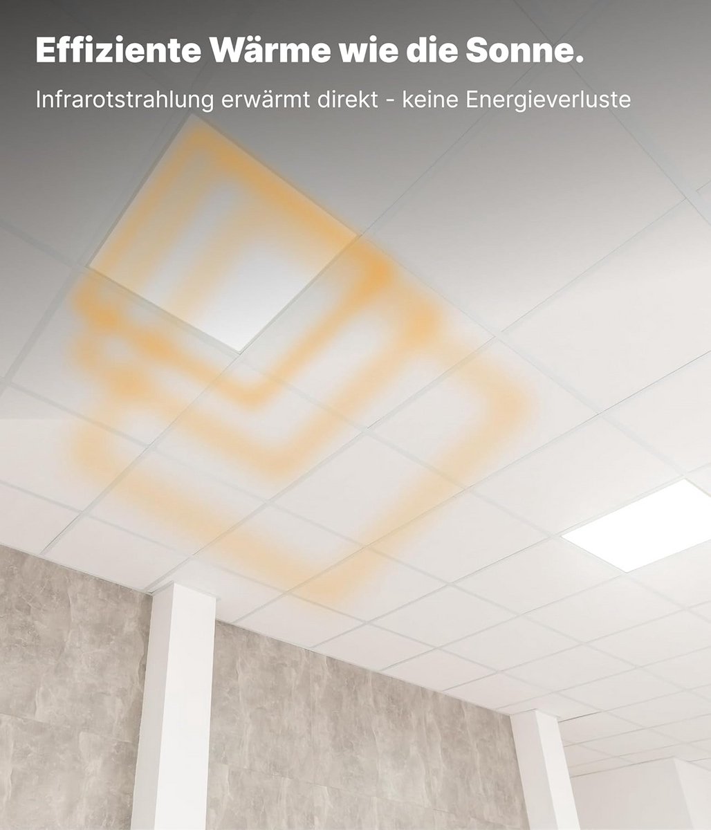 Infraroodverwarming Paneel 60x60 cm 360W met Thermostaat voor Wand en Plafond – foto 3