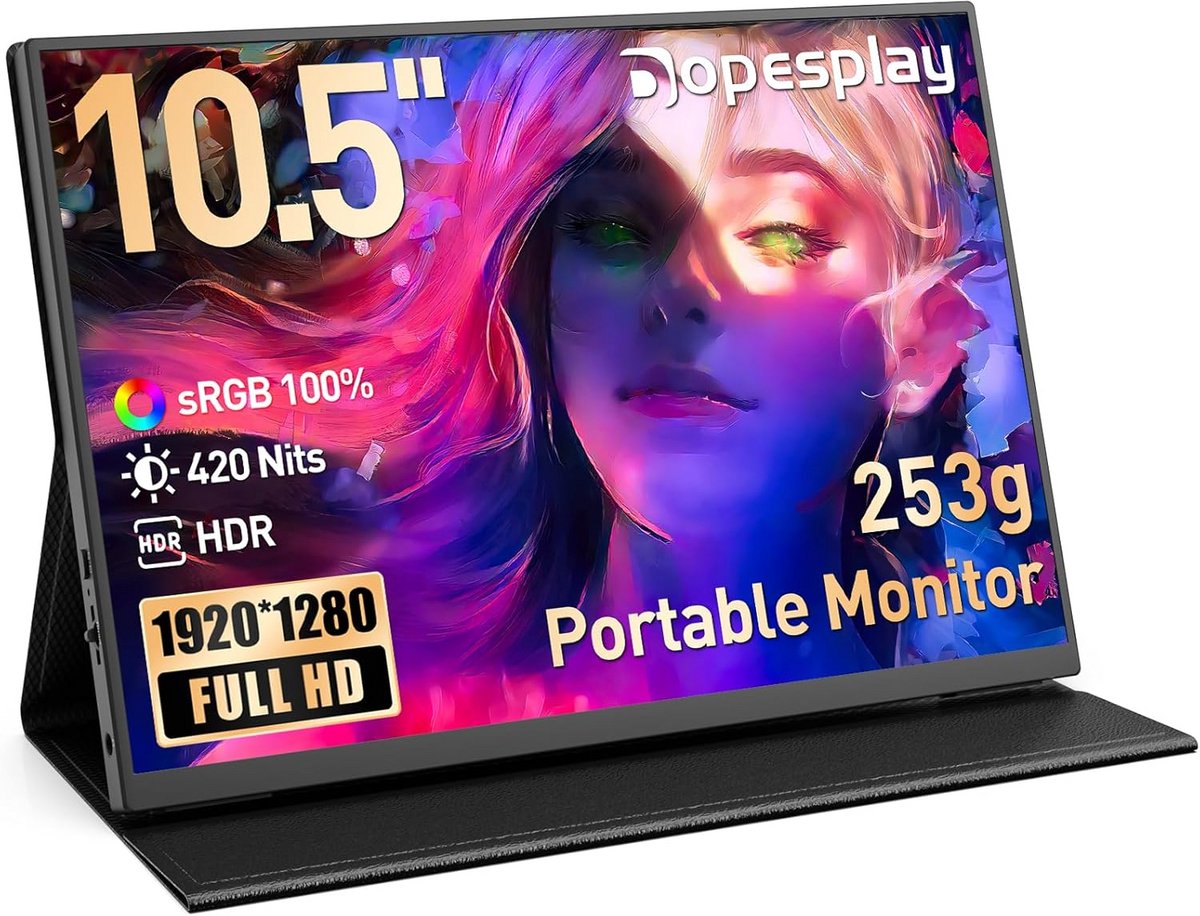 10,5 inch Draagbare Monitor Full HD 1920x1280 - Ultrac Slank Tweede Scherm met 100% sRGB, HDR en Speaker