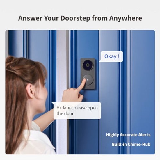 Aqara Doorbell Camera Hub G410 Select - Zwart - 2K Slimme Deurbel - Dual-Band Wi-Fi - Matter & Zigbee Hub - Gezichtsherkenning
