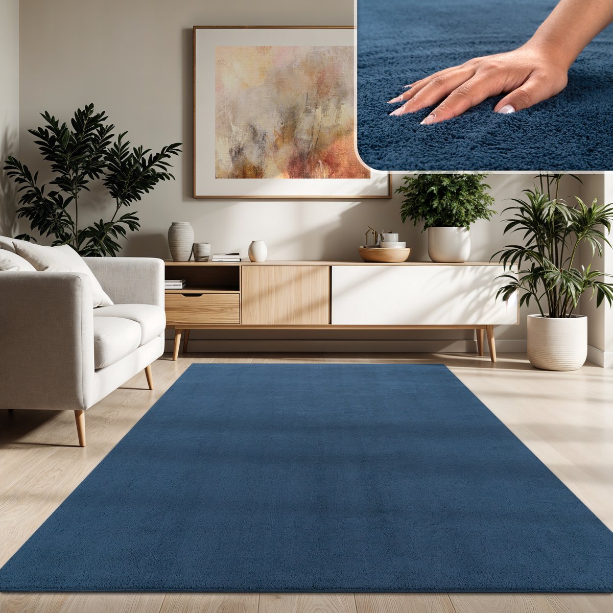 Paco Home Moderne woonkamer tapijt kortpolig wasbaar zacht uni effect bont antislip 160x220 cm