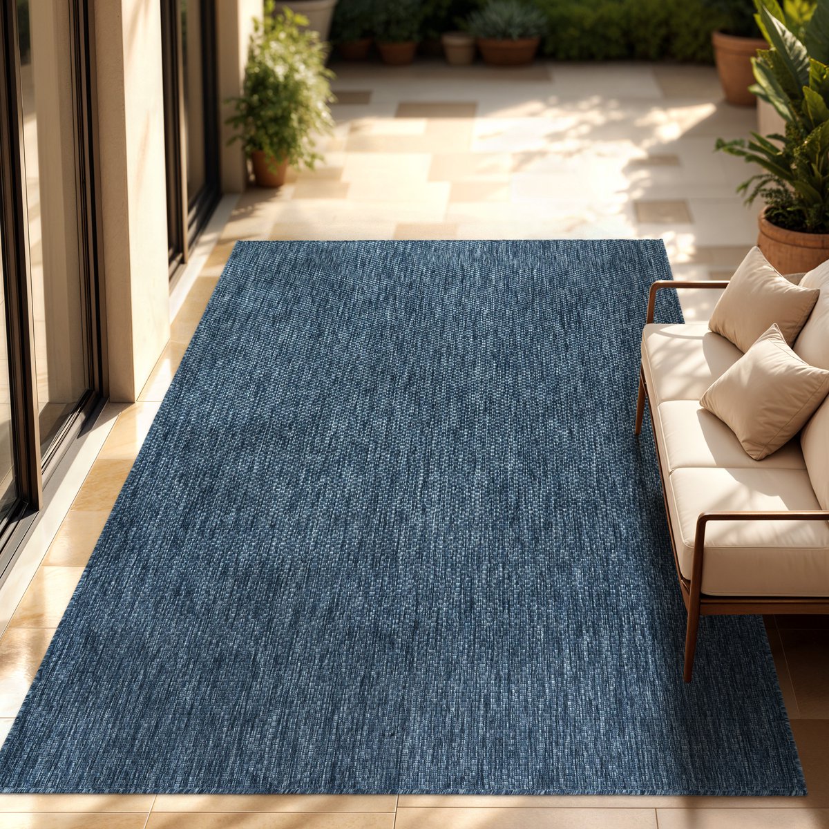 Paco Home In-& Outdoor Balkon Terras Keukenvloerkleed Eenkleurig Gemêleerd Patroon 200x280 cm