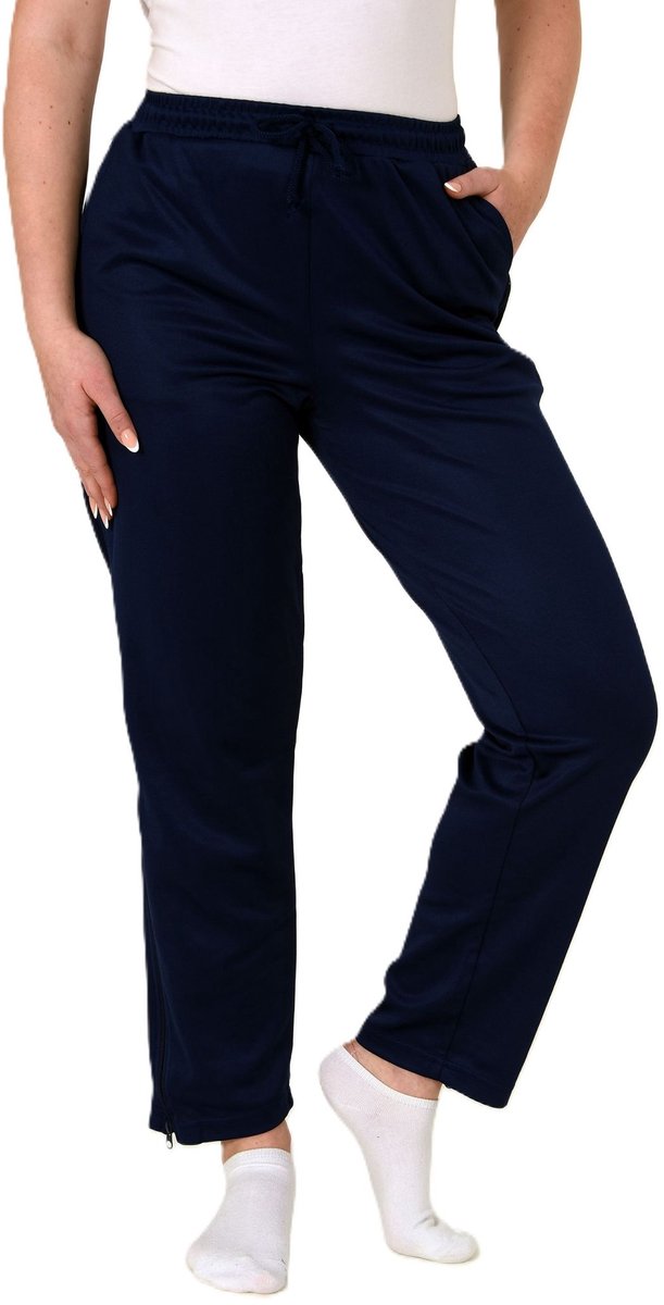 Normann Dames revalidatiebroek met zijrits Joggingbroek voor revalidatie, fysio, gipsbeen navy