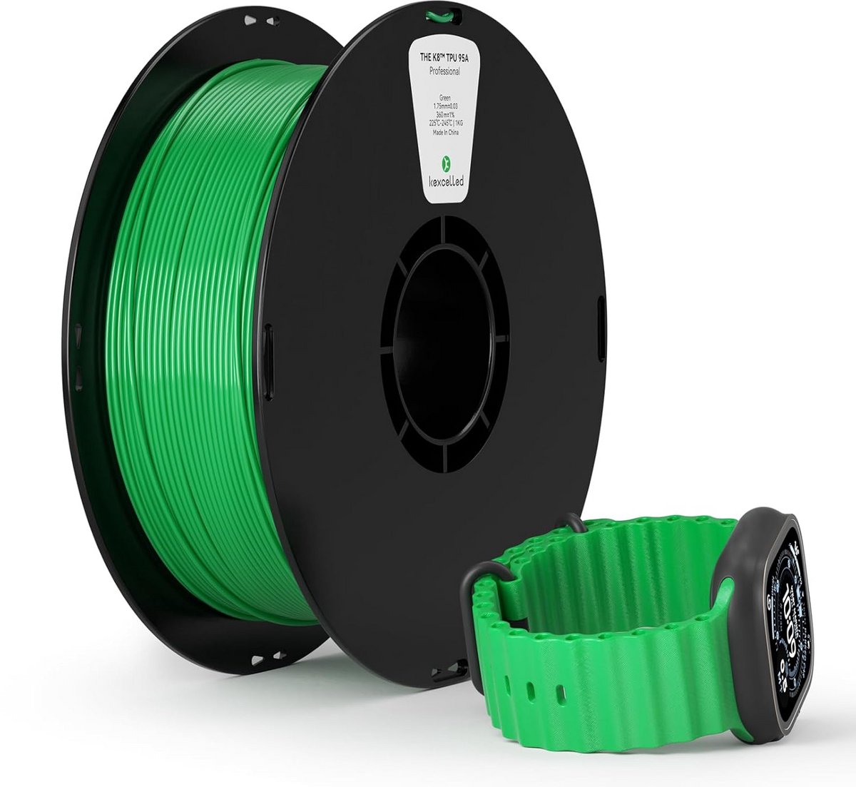 Flexibel TPU Filament 1.75mm Groen 1KG - Hoge Taaiheid en Elasticiteit voor 3D Printer
