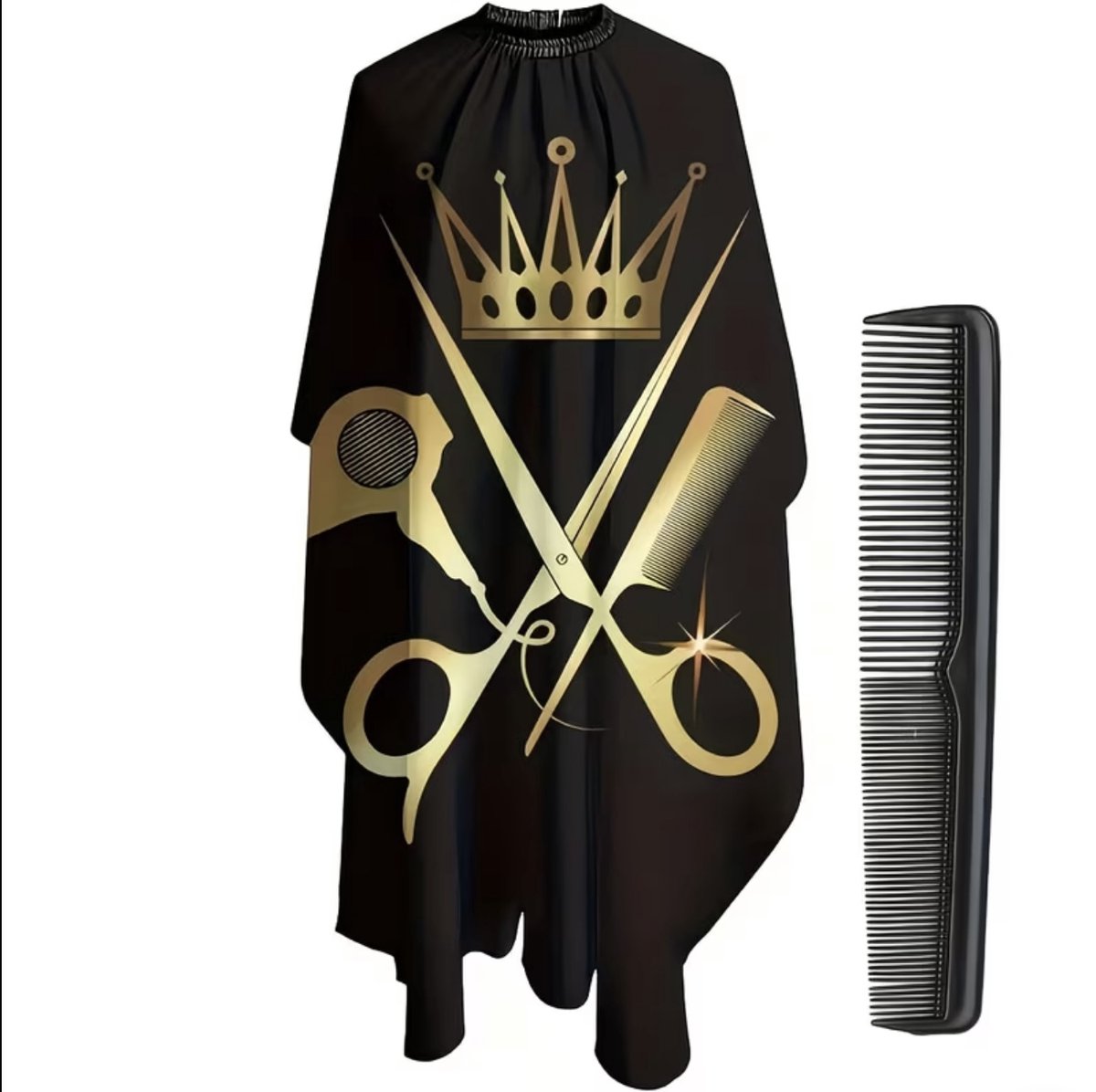 Barber Kapmantel – Anti-Statisch & Waterafstotend –Inclusief Kam – Waterproof Kappersmantel Salon & Barbershop Gebruik– Zwart/Goud