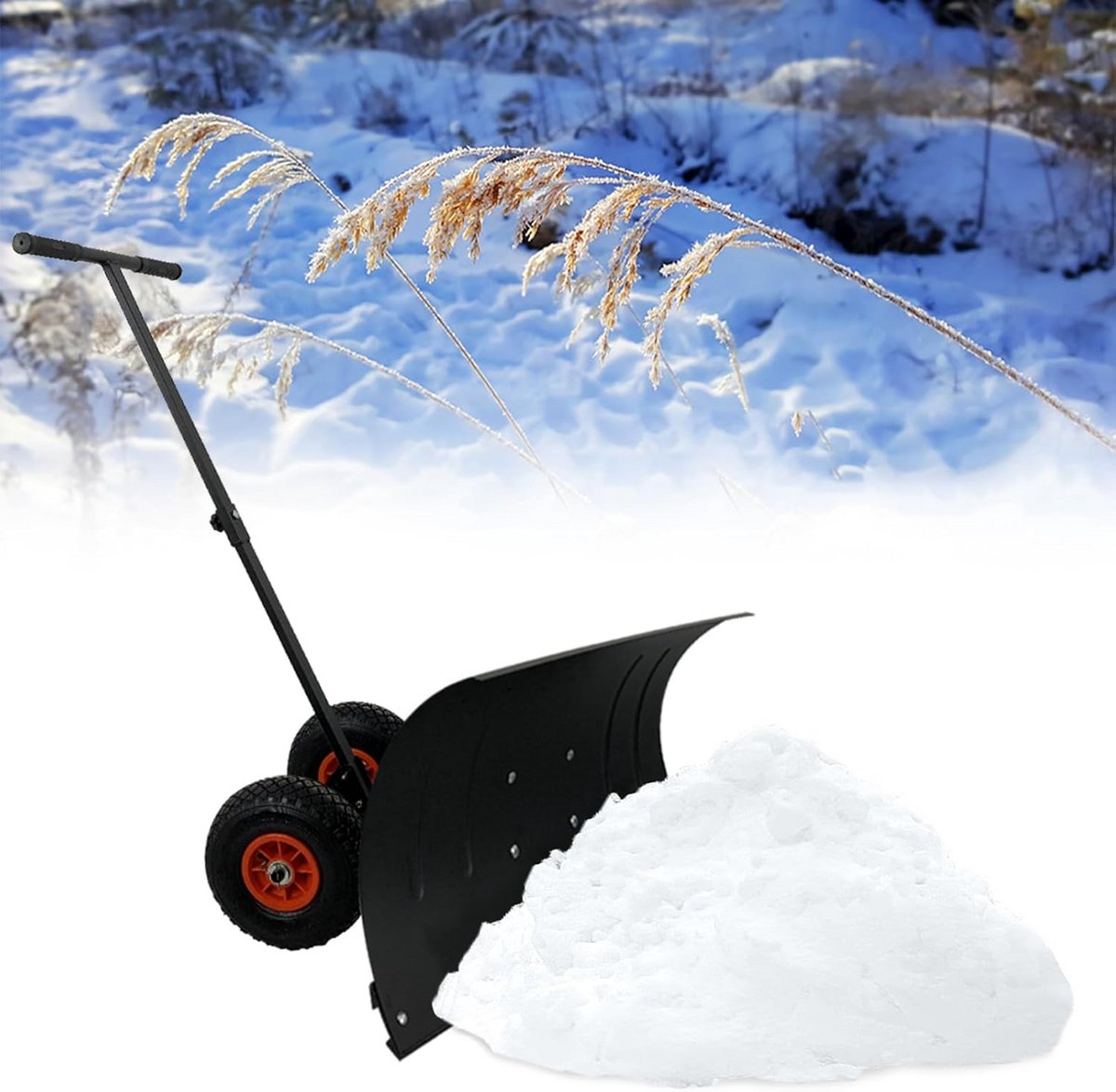 Duurzame Sneeuwschuiver met Wielen en Verstelbare Handgreep, 74 cm Breed