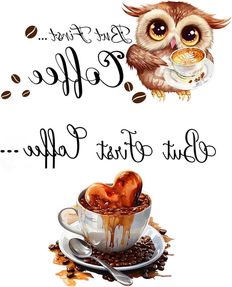 Creatieve cartoonstickers voor keuken en café - Set van 2 - Leuke muurdecoratie.