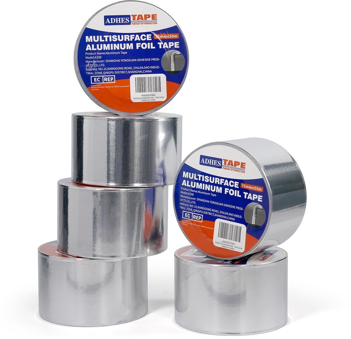 Set van 6 Aluminium Tape 75mm x 50m - Hittebestendige Duct Tape voor Reparatie en Isolatie
