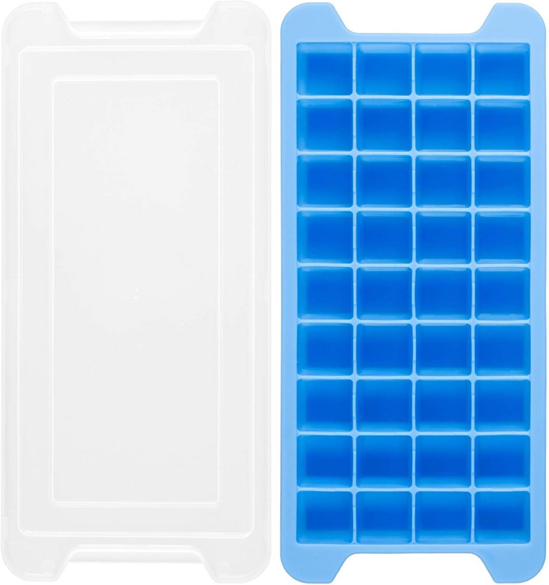 Flexibele Siliconen IJsblokjesvorm met Deksel voor 36 IJsklontjes - Blauw