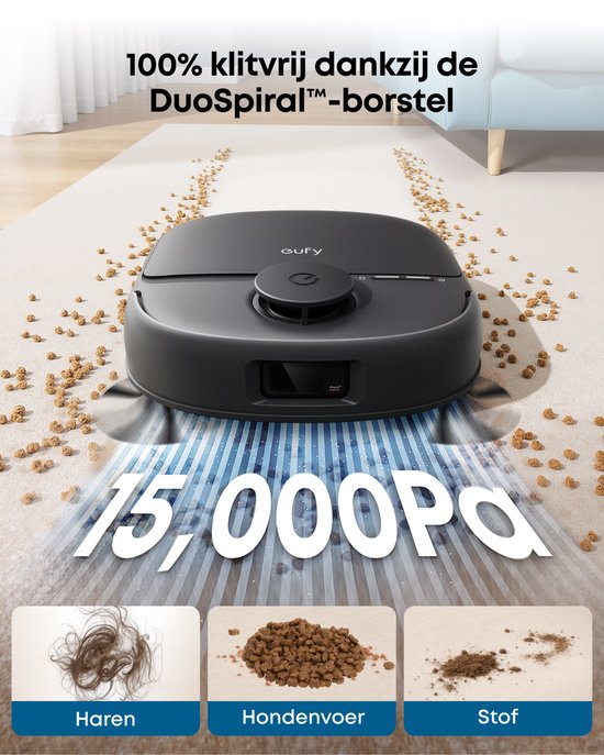 eufy Nieuw 2026 Robotstofzuiger met Dweil C28 Omni - HydroJet-zelfreinigende Dweilrol - Upgrade van X10 Pro - 15.000Pa Zuigkracht - Alles-in-1 Station - Automatisch Dweilen en Drogen - AI-obstakeldetectie