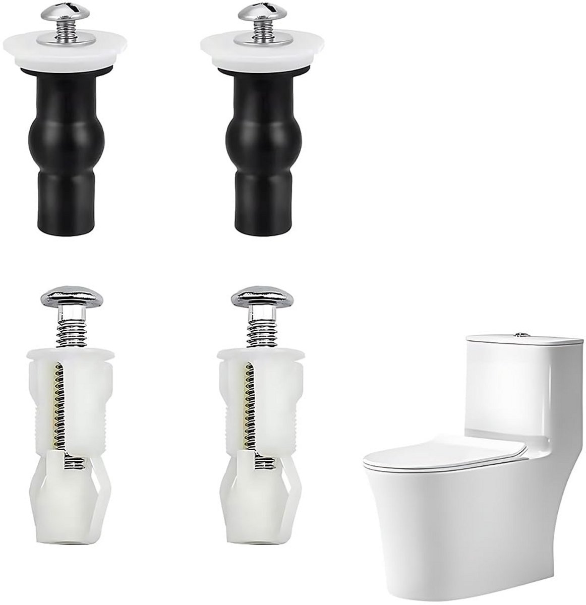 4x Universele WC Bril Bevestiging Set Schroeven en Rubberen Moeren voor Montage