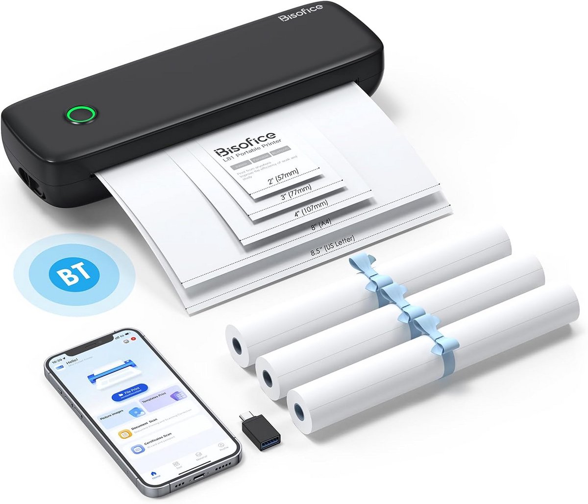 Draagbare Thermische Printer 300 dpi - A4 - Inkless - Bluetooth - Geschikt voor Android & iOS