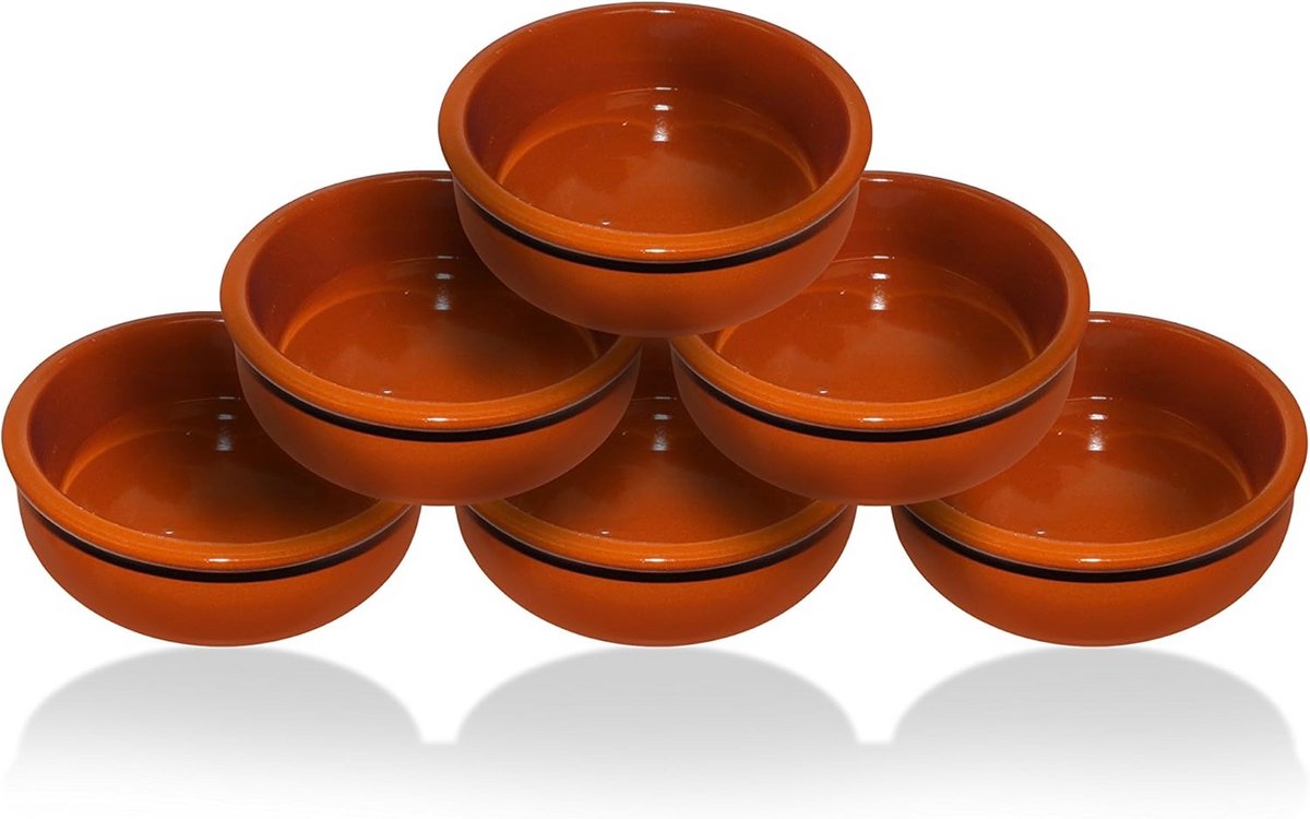 6-delige Terracotta Tapasschalen Set 15 cm voor Mediterrane Avonden