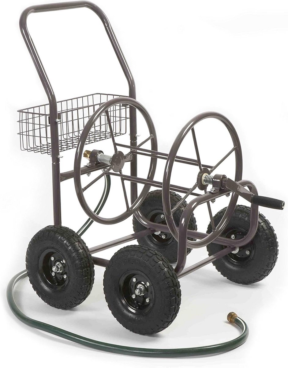 Robuuste tuinslangwagen op 4 wielen met grote capaciteit - Bronskleurig