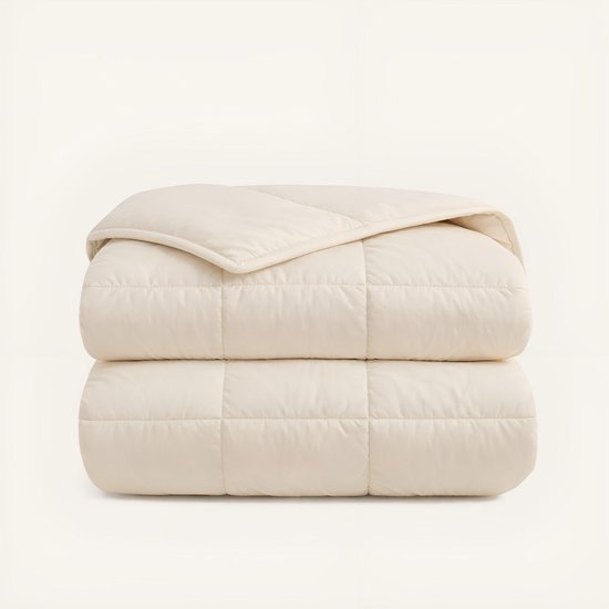 HappyBed Dekbed zonder overtrek 160x200 - Bedrukt dekbed zonder hoes - Hoesloos Dekbed met Print - Wasbaar - Twijfelaar dekbed - Taupe