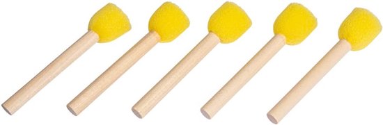 5 Stuks Sponskwasten Met Houten Handvat – 2,5 Cm Breed – Ideaal Voor Schilderen, Verven, Knutselen En Doe-het-zelf – Wasbaar, Herbruikbaar, Comfortabel In Gebruik