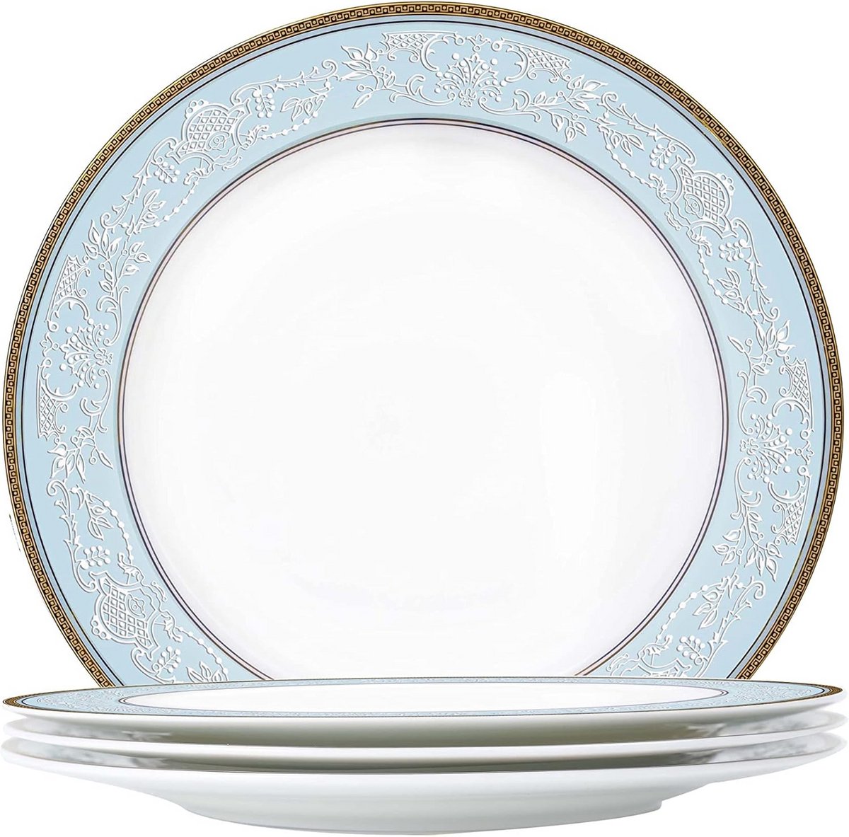 Luxe Dinerbordenset 4 Personen 10.5 inch Fijn Bone China met Vergulde Rand