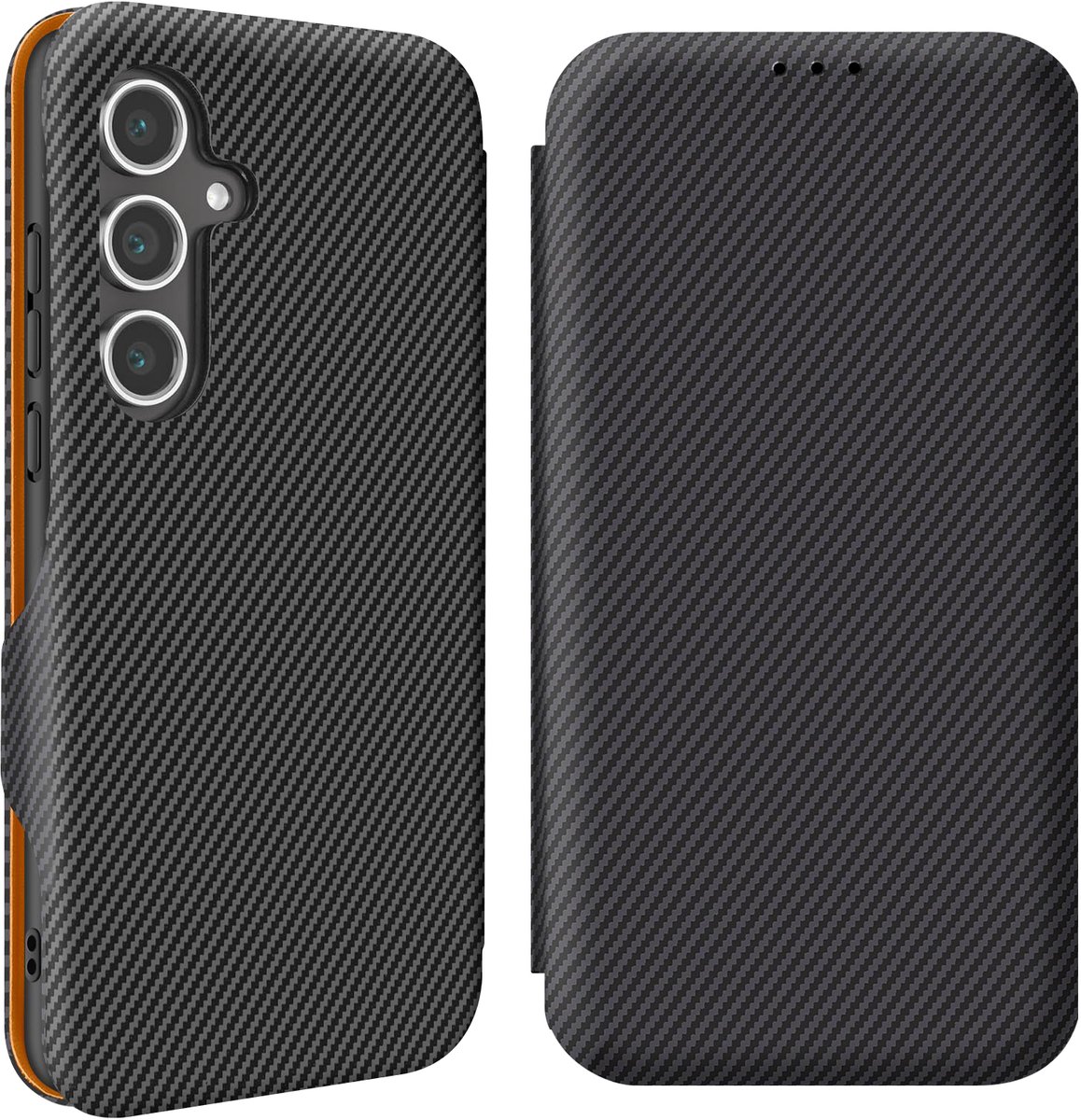 Avizar Hoesje Geschikt voor Samsung S24 FE Koolstofvezel en Anti-RFID, Zwart