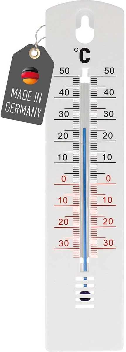 Analoge Buiten- en Binnenthermometer 20 cm Wit - Meetbereik -35 tot +50°C voor Huis en Tuin
