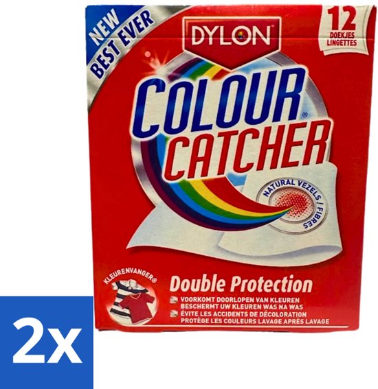 2 x Dylon - Colour Catcher - Voorkomt doorloop van Kleuren - 12 Doekjes - Kleurdoorloop - Kleurvlekken Voorkomen - Wasgoed Beschermen - Wasdoekjes - Wasmiddel