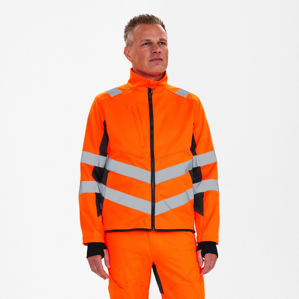 Engel Safety werkjack met 2-weg stretch 1544-314 - Hi-vis Orange / Anthracite Grey - 3XL