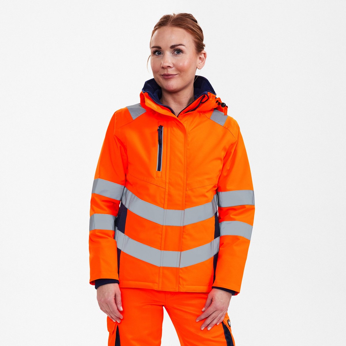 Engel Safety winterjack voor dames 1943-930 - Hi-vis Orange / Blue Ink - XL